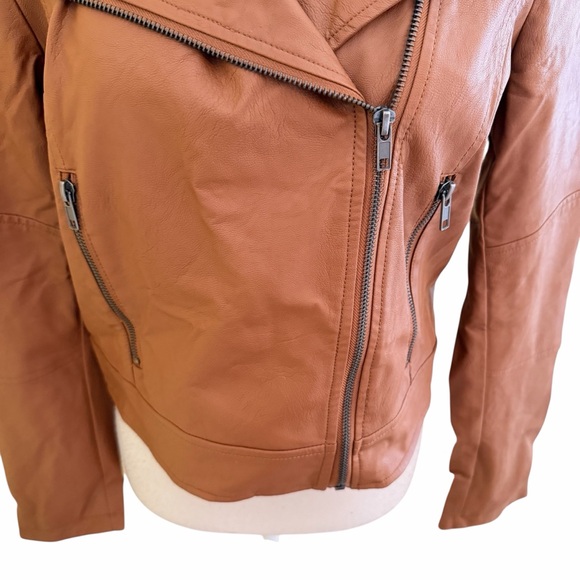 Cupcakes and Cashmere Tan Faux Leather Moto Jacket S - Picture 4 of 12